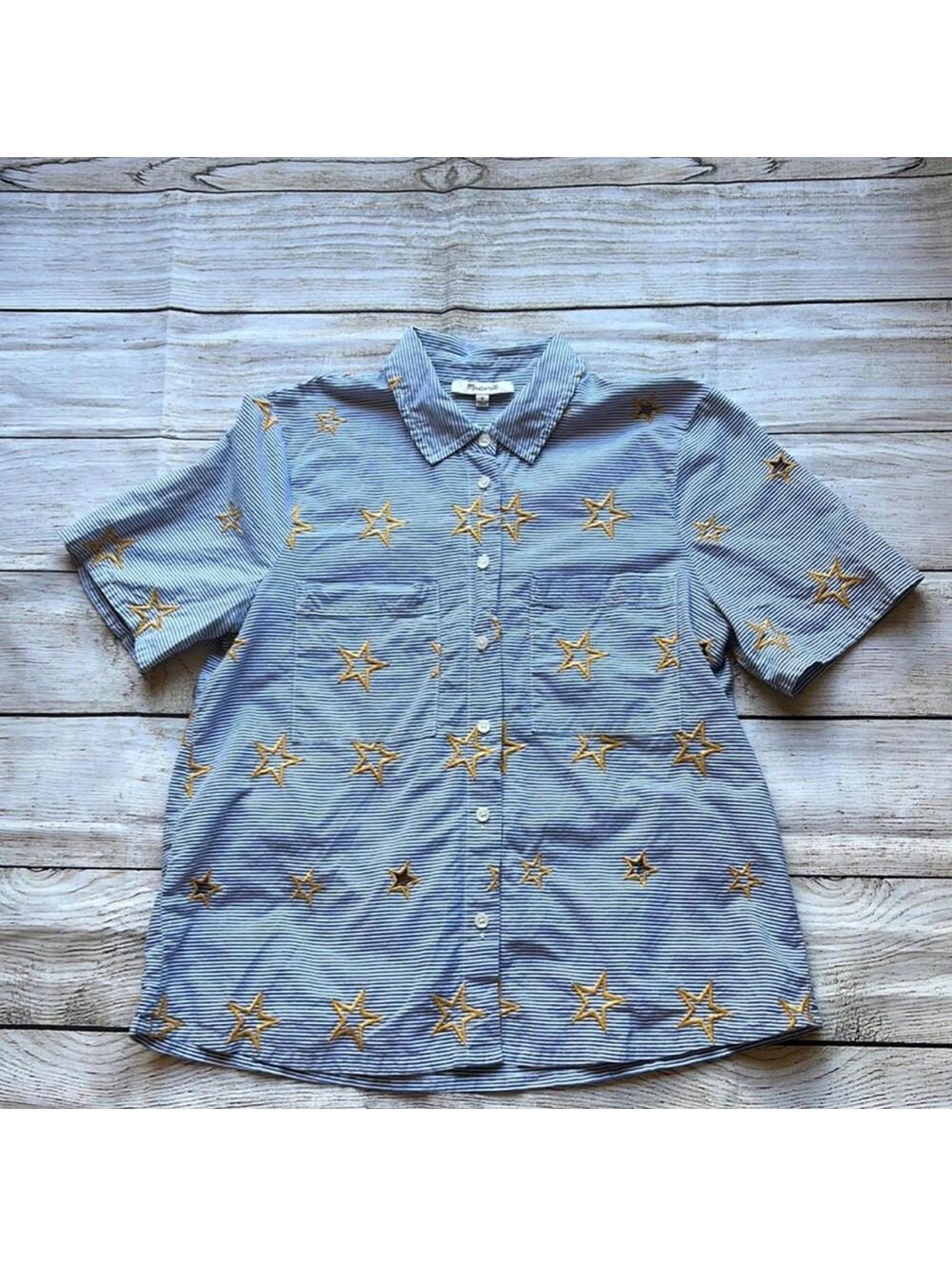 💚 Madewell Star Embroidered Striped Shirt